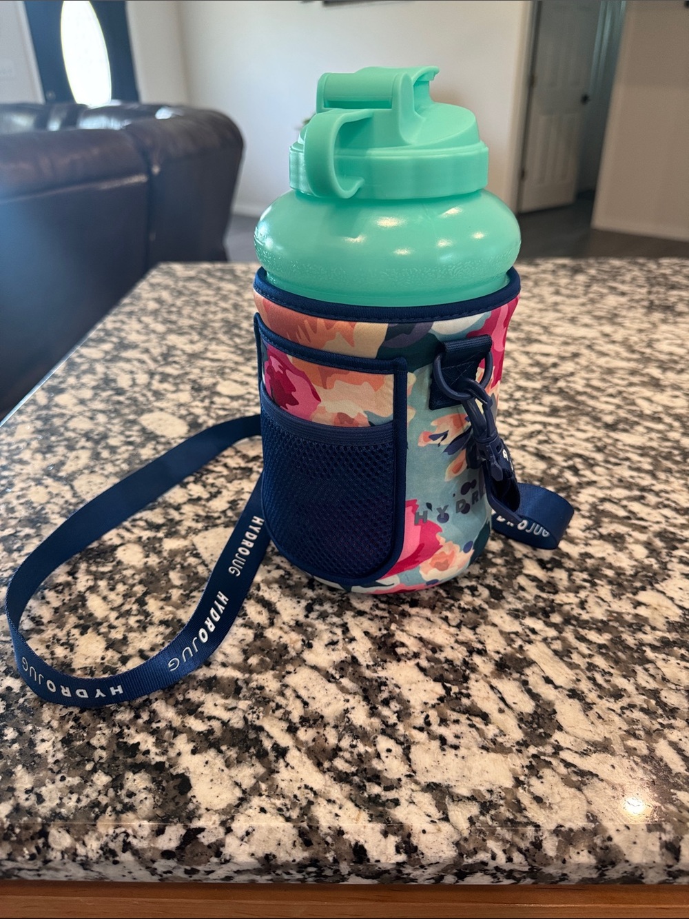 Mint Green hydrojug with floral design on sleeve